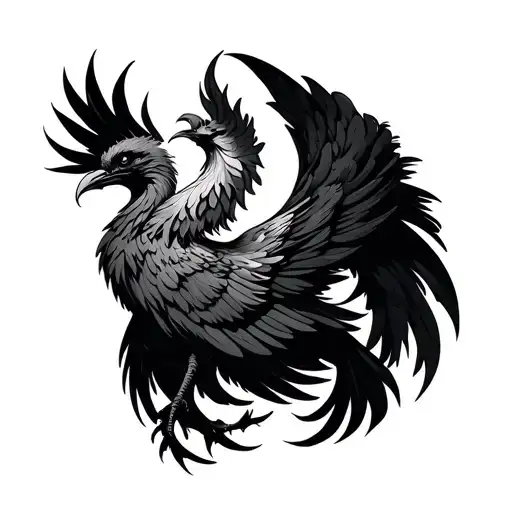 Phoenix Symbolizing Struggles Through Life But Still Going Strong Minimalistic Style