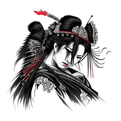 Samurai Ronin With Geisha