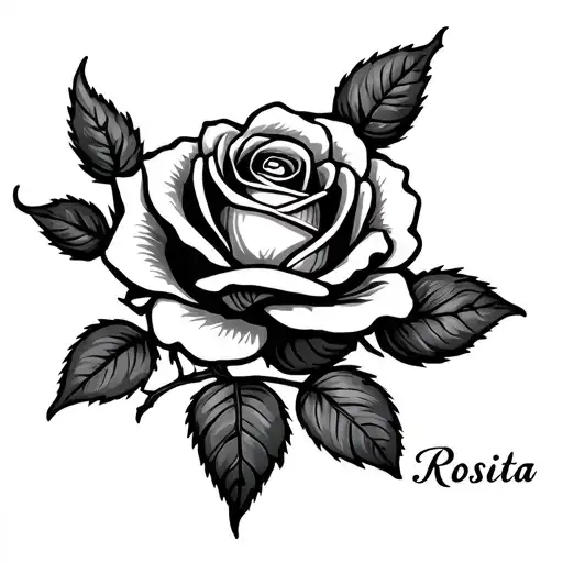 With The Name Rosita As A Stem And A Rose Vine