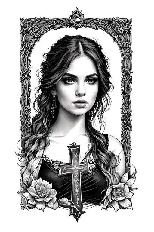 Angelina With A Cross