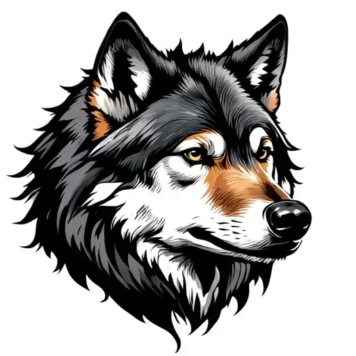 Lone Wolf With Nautical Theme Sleeve