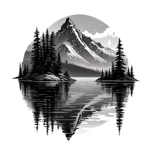 Mountain And Lake Surrounded By Trees