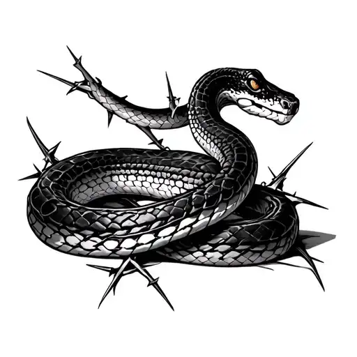 Snake With The Body Of Thorns And Barbed Wire