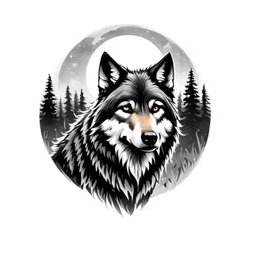 Wolf Leaving A Forest Illuminated By The Moon