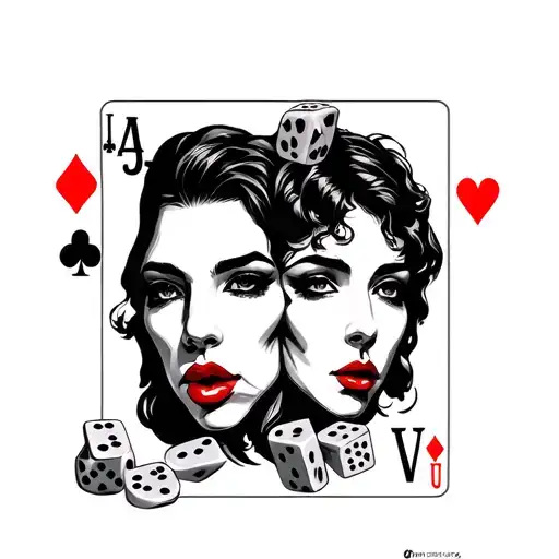 2 Faces With 4 J Cards And 2 Dice Around