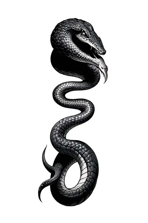 Menacing Snake Coiled Around