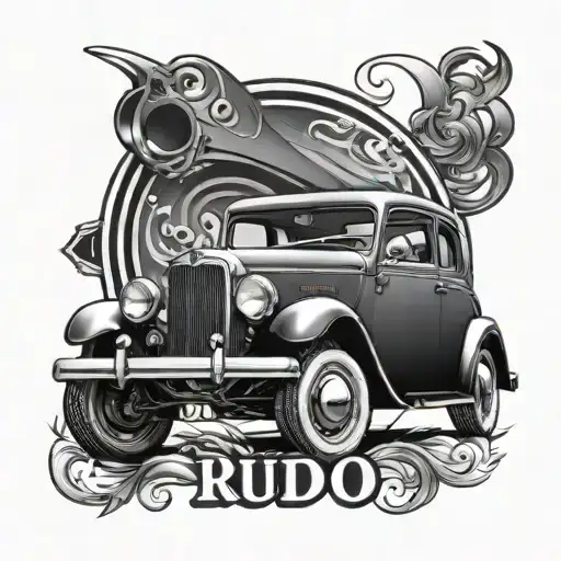 Design A Tattoo Of Rudo Name With Car