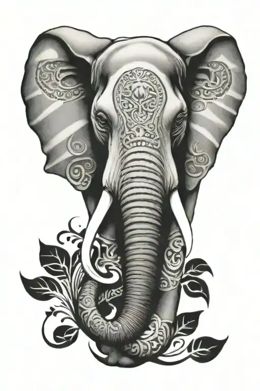 Maori Style Tattoo Of An Elephant Face