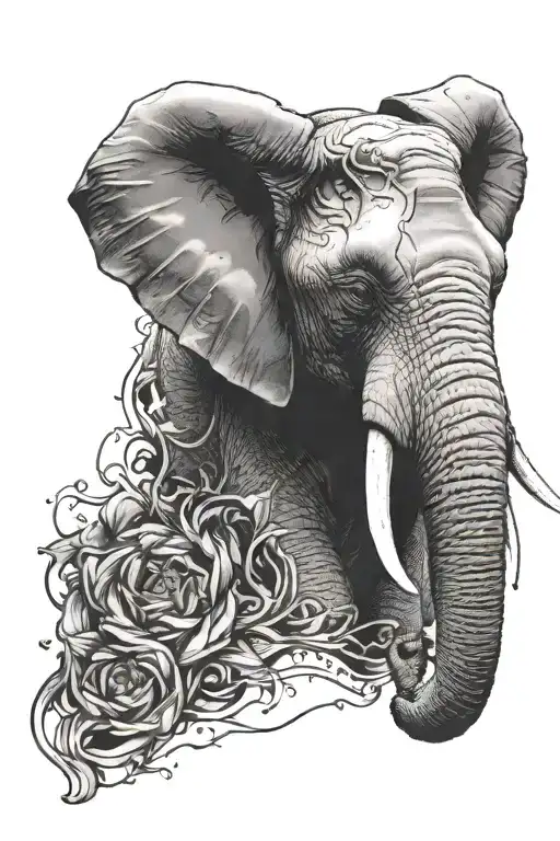 Maor Tattoo Of An Elephant Face