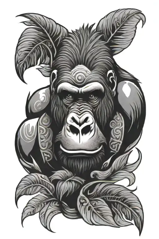 Maori Style Tattoo Of A Gorilla Face