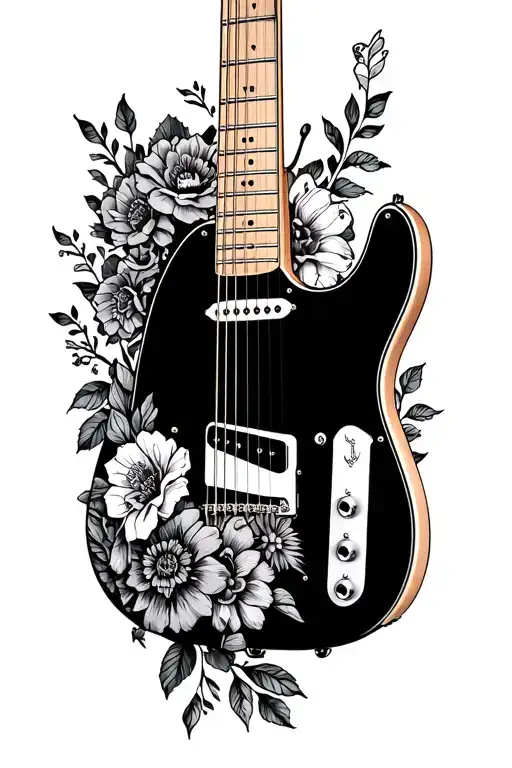 Fender Telecaster With Flowers Of The Day Of The Dead