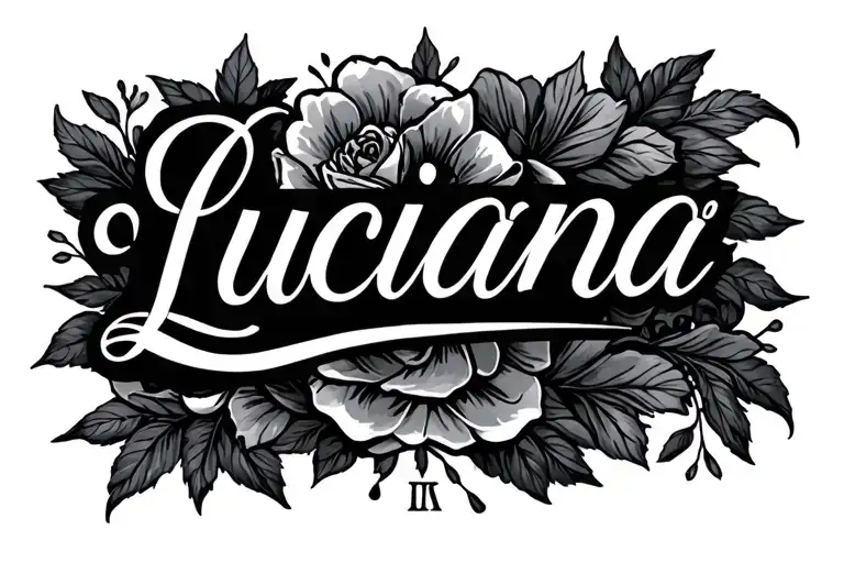 Just The Name Luciana Written In Cursive With Small Roman Numerals On The Bottom