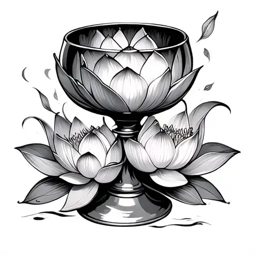 Chalice With Small Lotus Flower Blooming