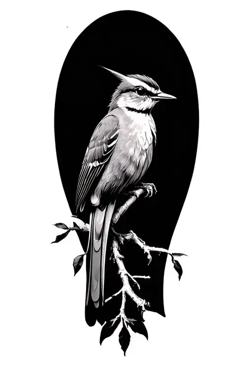 Wren And Branches Stretching Towards The Sky