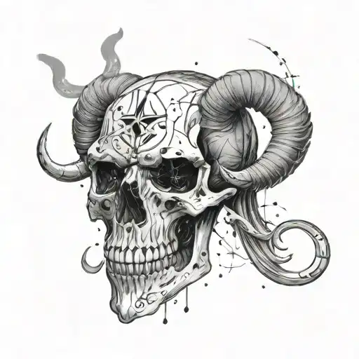 Capricorn Constellation Merged With A Skull Representing