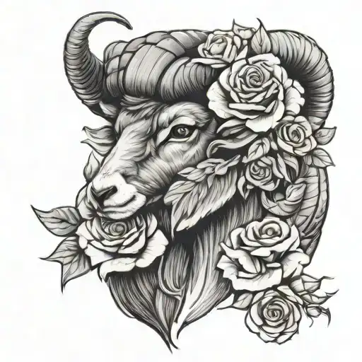Capricorn Ram With Roses Wrapped