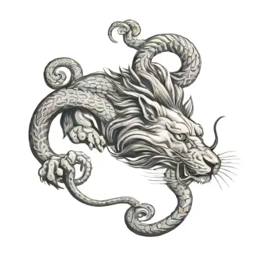 Lion Fighting Snakes