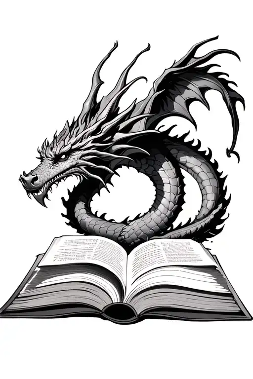 Open Book And Dragon Emerging