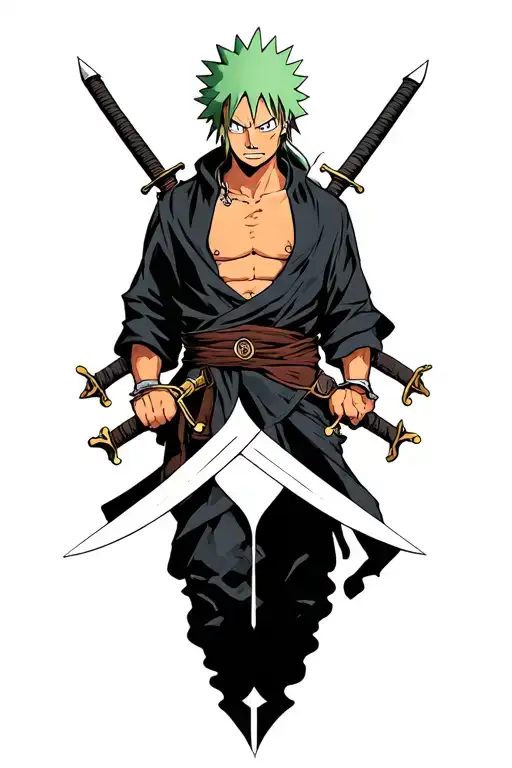 Zoro One Piece With 3 Swords