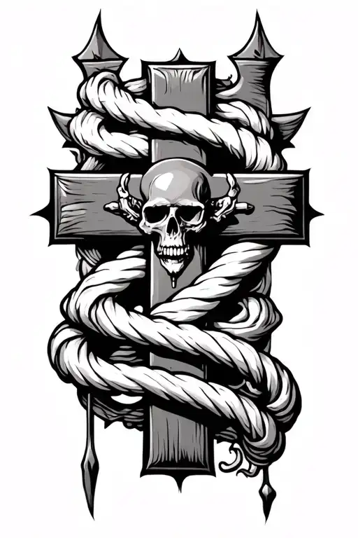Rugged Cross With Something Twisted Around A Cross No Skull
