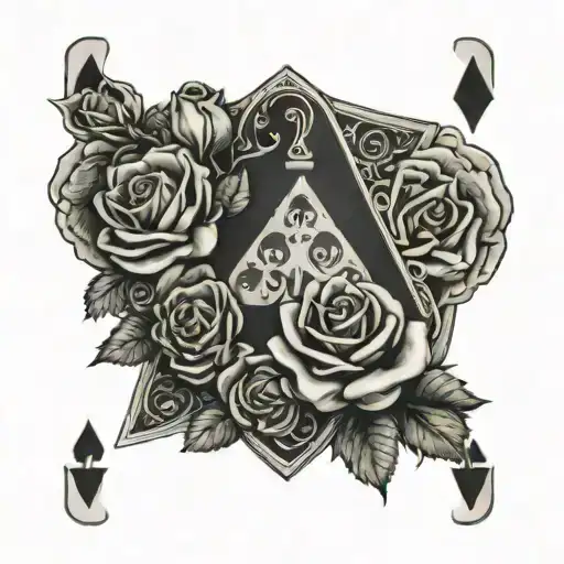 Queen Of Spades Card With Roses