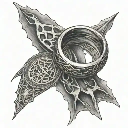 A Lord Of The Rings Inspired Tattoo With The One Ring And Sauron