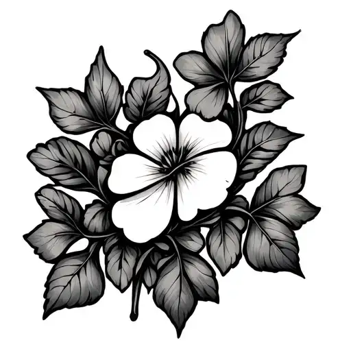 Simple And Dainty Upper Arm Cuff Tattoo Made Of A Vine Of Clover Leaves And Flowers