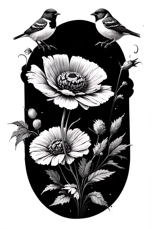 Lighthouse Sparrows Poppy Flower Chrysanthemum Flower