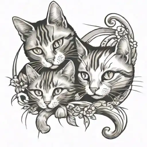 Cat Lover Tattoo With A Whimsical Design Of Cats Representing Freedom And Happiness