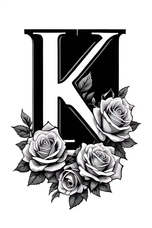 Kg With Roses Surrounding The Letter Symbolizing Their Name
