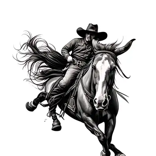 Realism Style Tattoo A Bronc Rider Western Style