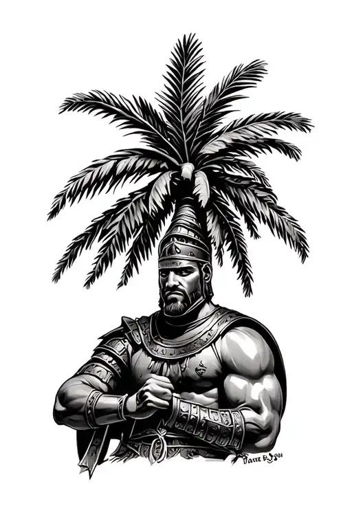 Gladiator Holding A Palm Tree