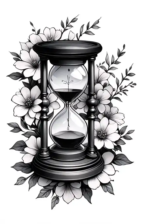 Neon Hourglass With Blossoming Flowers