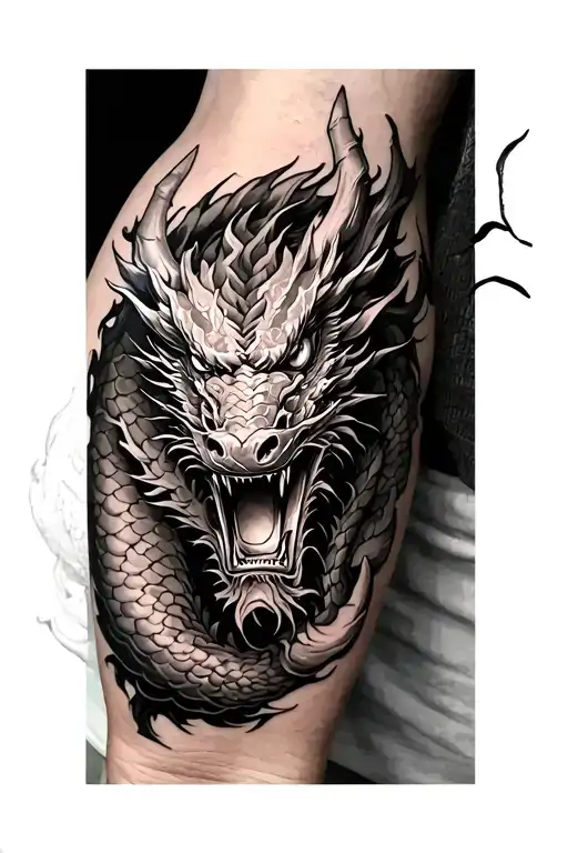 Japanese Dragon Surrounded On My Forearm My Head Towards The Palm Of The Hand