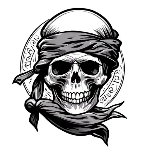 Skull Leaned Back Surfing With A Bandana Flowing In The Wind