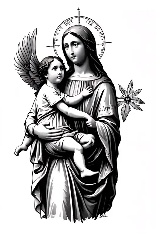 Saint Gabriel And Saint Mary Holding Child