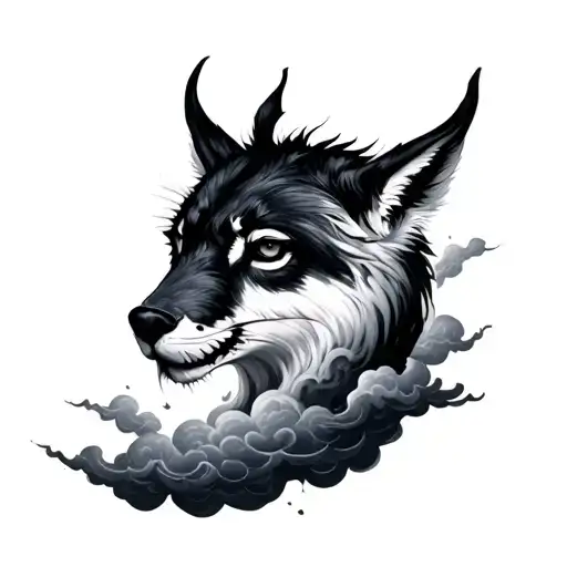 Goth Style Dark Clouds Floating Inside Animal