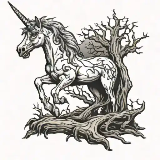 Unicorn Zombie Dead Tree