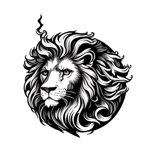 Zodiac Leo Sign Woodcut Style