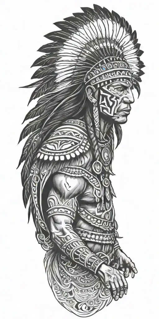 Native American Warrior Riding Wind Blowing