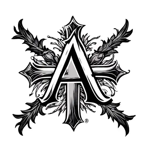 Cross With The A Initial In The Middle Cursive Writing