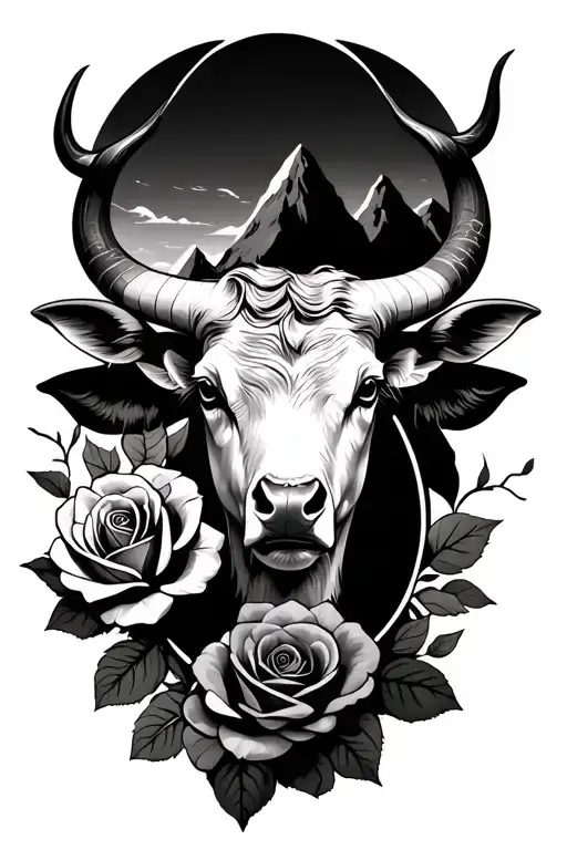 Taurus And Roses In Mountain Left Shoulder