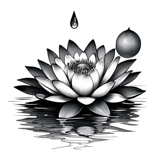 Water Lily Flower A Sun Rising A Tear Drop Falling