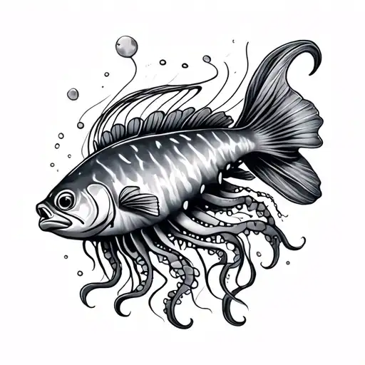 Nautical Ocean Fish Squid Jellyfish Forearm