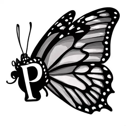 Butterfly With The Letter P In The Left Wing And The Letter G In The Right Wing