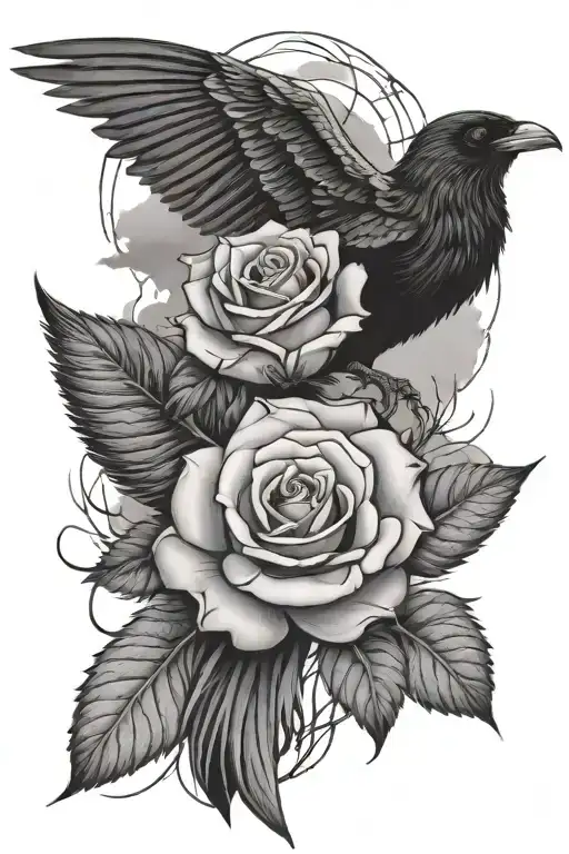 Thunderstorm With A Rose In The Middle And A Crow