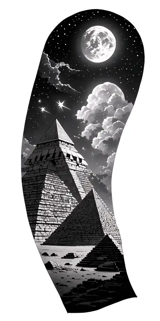 Pyramids Ra Night Sky