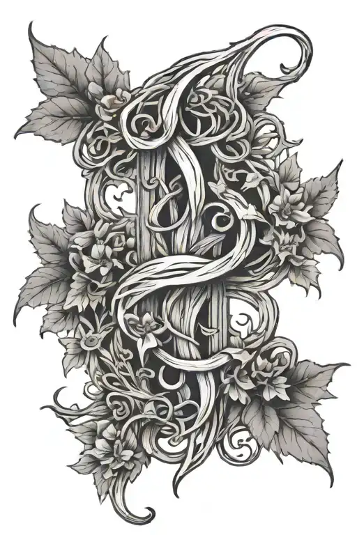Gandolf Symbol Intertwined With Vines And Flowers
