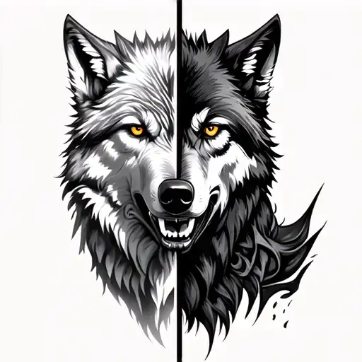 Wolf Half Good Versus Evil Realistic