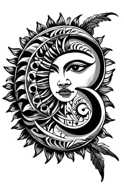 Quisqueya Dominican Tribal Tattoo Include Taino Sun And Moon To Symbolize Balance